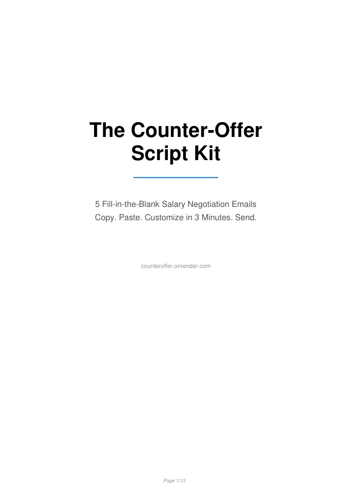 Page 1 of the Counter-Offer Script Kit PDF