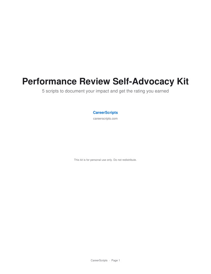 Page 1 of the Performance Review Kit PDF