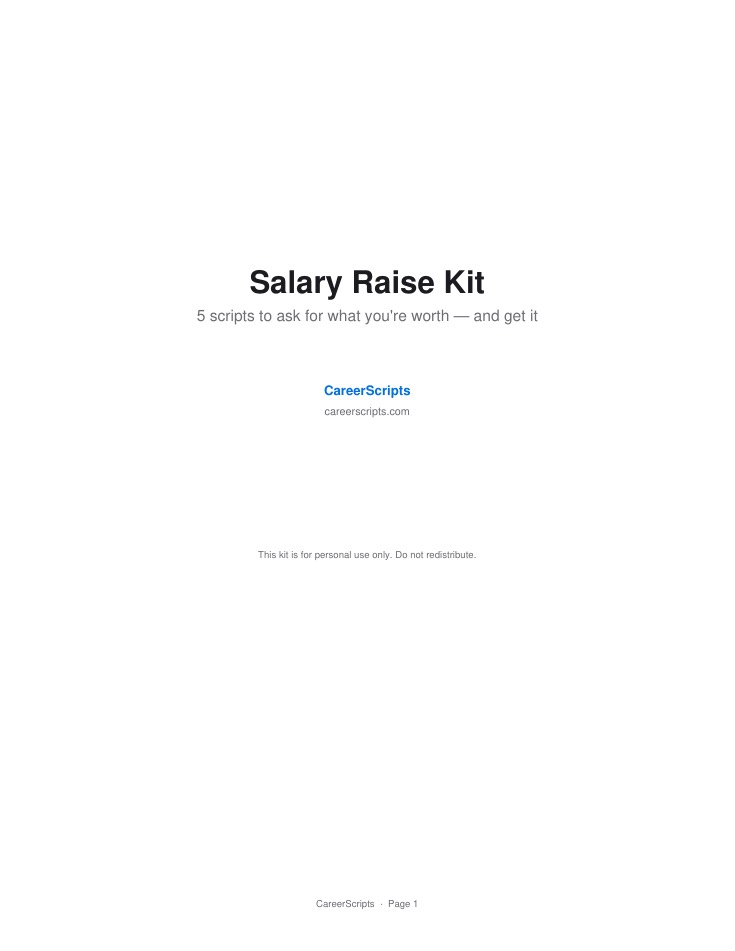 Page 1 of the Salary Raise Kit PDF